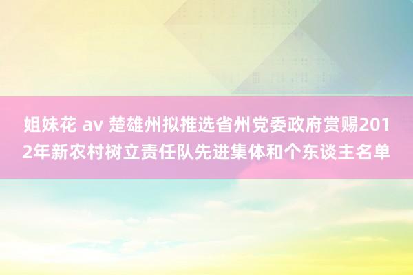 姐妹花 av 楚雄州拟推选省州党委政府赏赐2012年新农村树立责任队先进集体和个东谈主名单