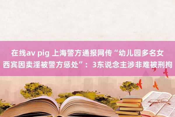 在线av pig 上海警方通报网传“幼儿园多名女西宾因卖淫被警方惩处”：3东说念主涉非难被刑拘