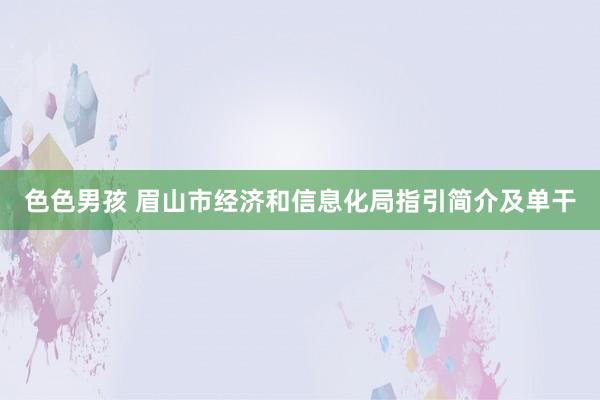 色色男孩 眉山市经济和信息化局指引简介及单干